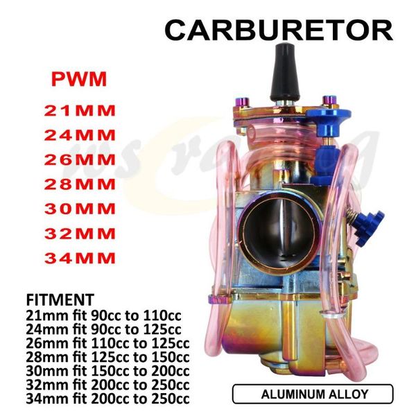 

motorcycle universal colorful carburetor pwk 21 24 26 28 30 32 34 mm for keihin with power jet racing moto off road fuel system