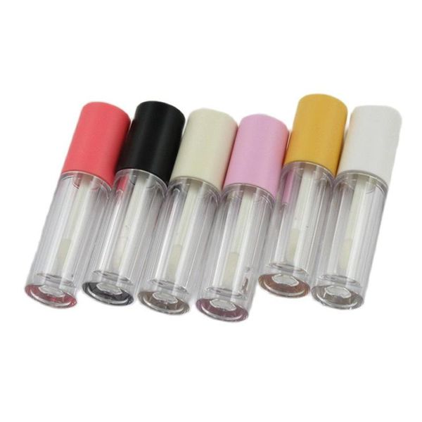 

storage bottles & jars 50/100pcs transparent lip gloss wand tube 3.5 ml white pink purple yellow black cap diy clear lipgloss container