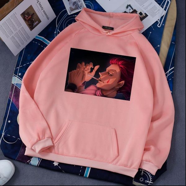 

japanese hunter hisoka morow womens sweatshirts itself long sleeve loose vintage anime printing selfie oversize female street, Black