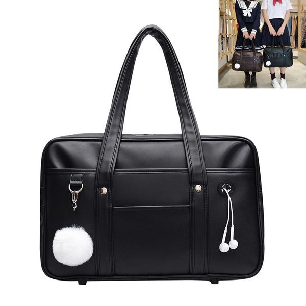 

cross body japan cosplay school bag jk uniform messenger shoulder handbags with holes japanese pu leather blck
