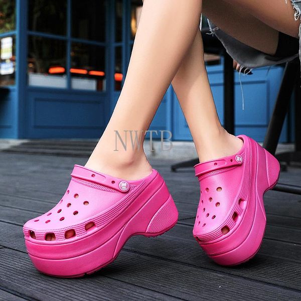 

sandals summer green platform high heels non-slip wedges shoes for women  cm increase fashion garden, Black