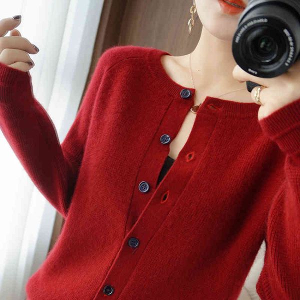 

coats coats spring autumn winter 2021 fashion cashmere sweater women's o-neck cardigan coat female loose large size knitted, Tan;black