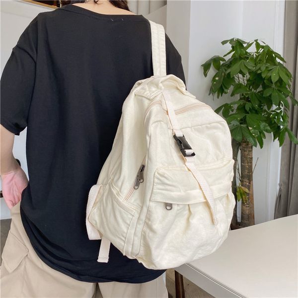 

casual canvas shoulder bag women backpack large capacity school bags for teenagers girls handle book bag daypack mochila l00
