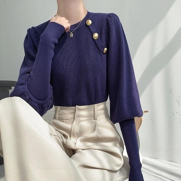 

women's sweaters 2021 autumn and winter french court style lantern, White;black