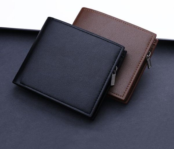 

dhl50pcs men pu plain multifunctional credit card holder short wallet black brown, Red;black