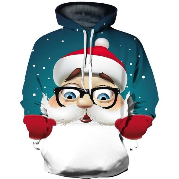 

christmas big eyes pattern men s 3d printing hoodie visual impact party punk gothic round neck sweater hoodie, Black
