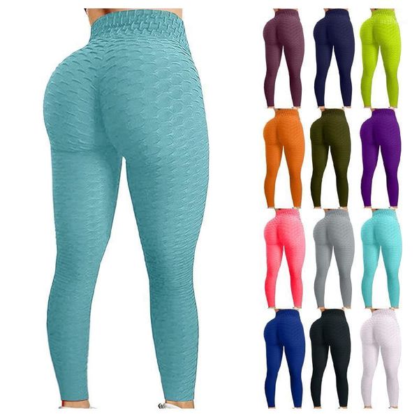 

yoga outfit women's bubble hip lifting exercise fitness running high waist pants conjunto de sin costuras ropa deportiva