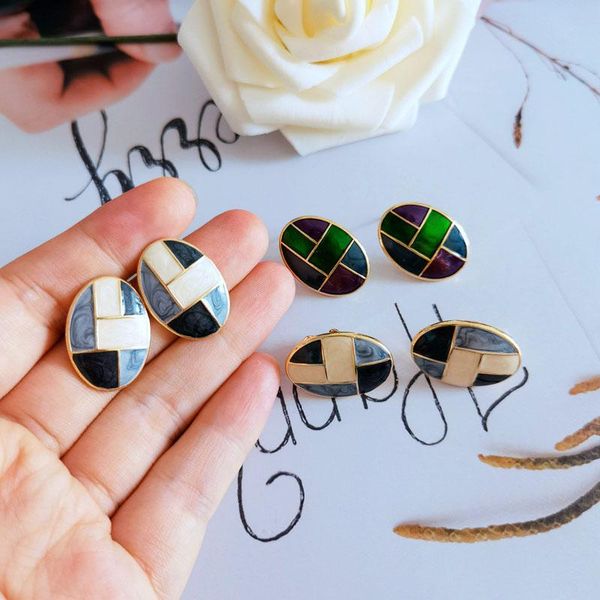 

stud mixed color earrings, design enamel styles party vintage accessories, Golden;silver