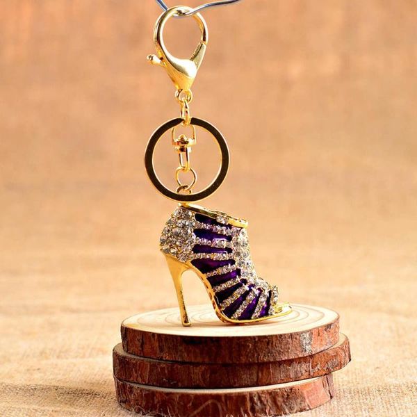 

keychains seki creative high heel shoes rhinestone keyring women handbag key holder car ornament accessories, Silver