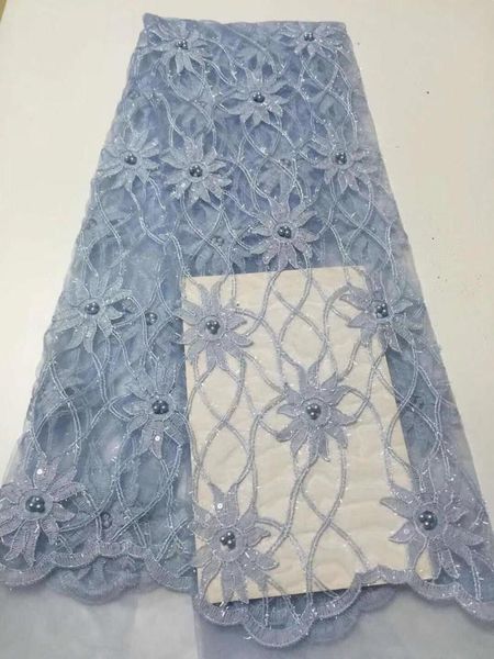 

ribbon african lace fabric 2021 embroidered nigerian laces bridal beads french tulle for women c5d, Pink;blue