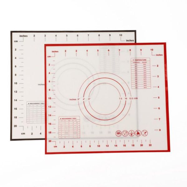 

mats & pads non-stick silicone mat kneading dough sheet pad with scales rolling pastry pasta cooking tools kitchen accessories(red)