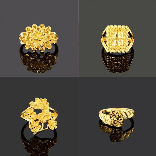 

wedding rings africa womens fashion 24k gold finger ring for black women engagement ladies party jewelry, Slivery;golden