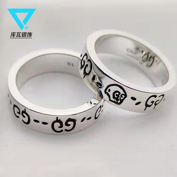 

ring gujia double g elf original s925 silver personalized skull fashion couple 6mm