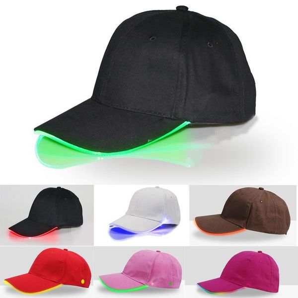 

party decoration fashion solid color led light glow luminous baseball hat cap sports caps women men stage prop decor