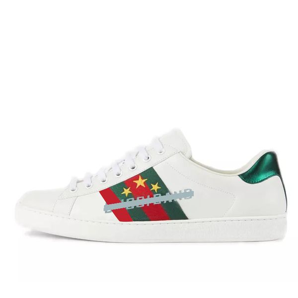 

men women casual designer shoes leather sneakers ace bee snake heart strawberry wave mouth tiger web print stylish trainers green 8863011, Black