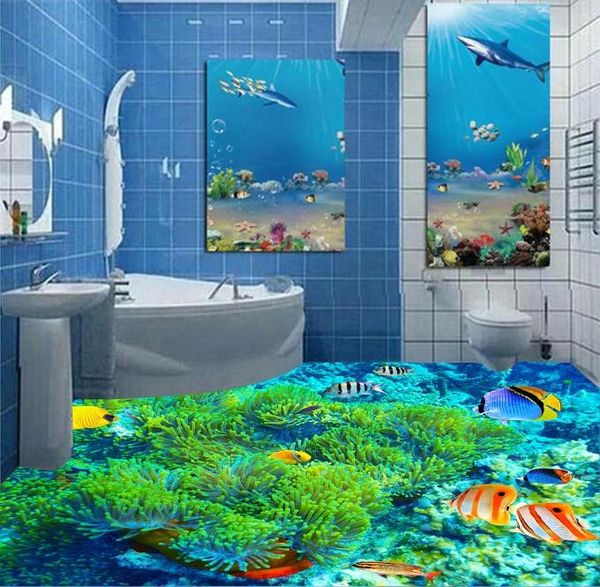 

wallpapers [self-adhesive] 3d coral fish 454224 floor wallpaper mural wall print decal murals