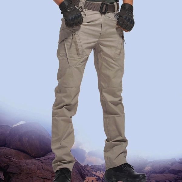 

city military tactical pants men combat army trousers many pockets waterproof wear resistant casual cargo men's, Black
