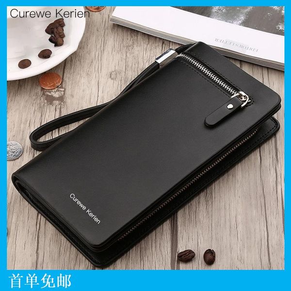 

wallets spot business wallet long men zipper handbag phone bag, Red;black