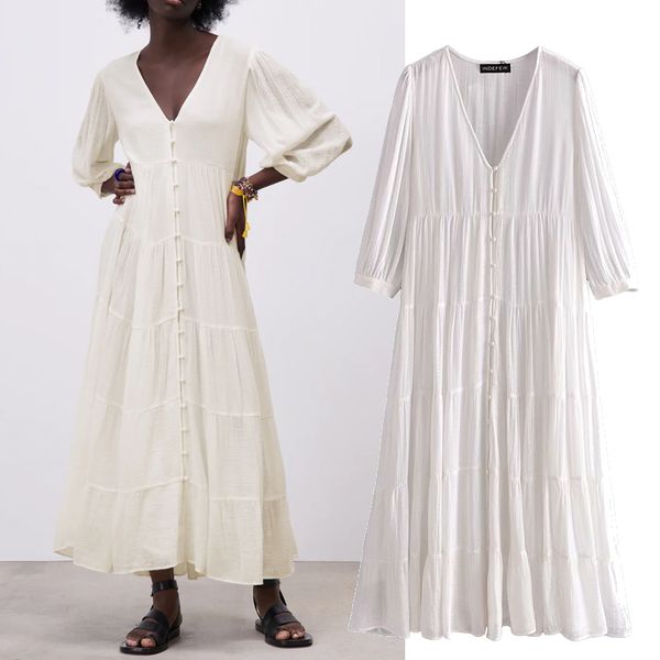 

casual dresses 2021 women summer fashion patchwork loose dress v-neck midi short sleeve single breasted slim waist chic long dress, Black;gray