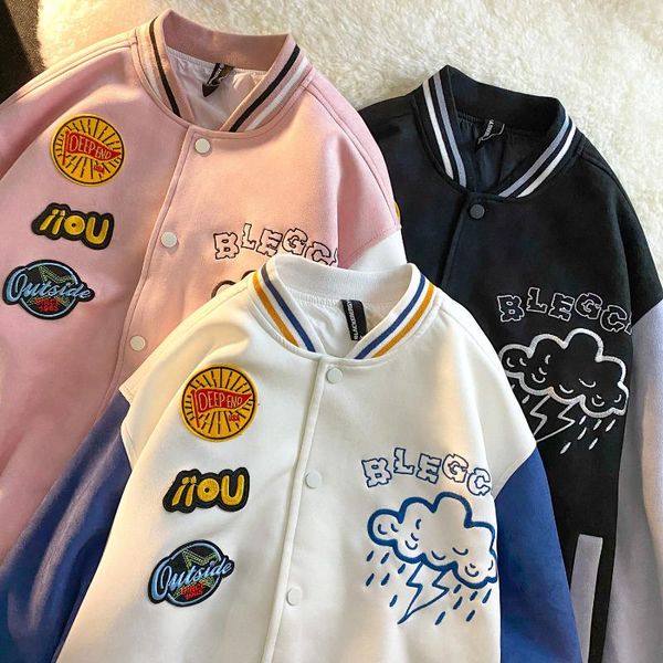 

women's jackets american autumn trendy embroidered letters flocking jacket baseball uniform couple ins women, Black;brown