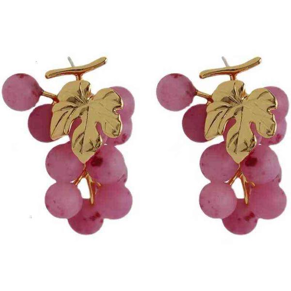 

japan and south korea grape earrings female ins fashion personality net red pierced earrings, Golden