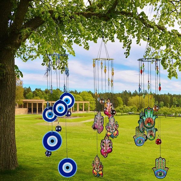 

metal wind chimes hanging decorative ornaments for patio, porch, garden, or backyard objects & figurines