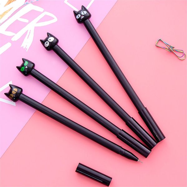 

6pieces/lot 1pcs black cat cartoon gel pen cute magic pens kawaii gel pens for school writing novelty stationery girls gifts, Blue;orange