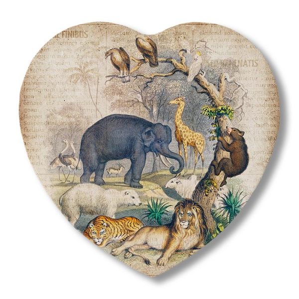

table runner wild animal vintage elephant lion tiger forest heart brown coffee coasters absorbent drink set