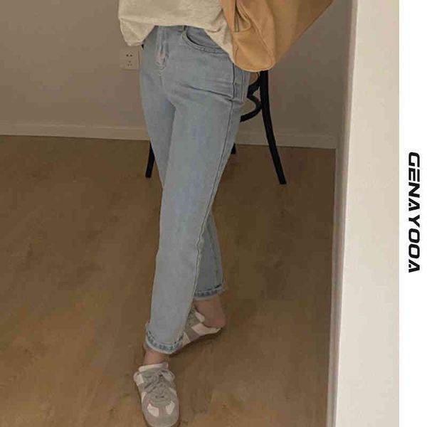

genayooa korean high waisted casual denim pants with pocket boyfriend for women vintage blue jeans winter 210417
