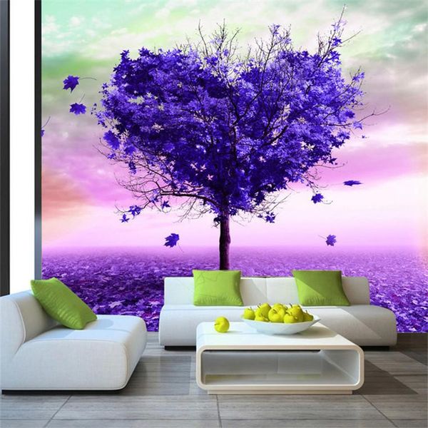 

wallpapers 3d wallpaper modern abstract art purple tree po mural living room bedroom interior decor nature papel de parede
