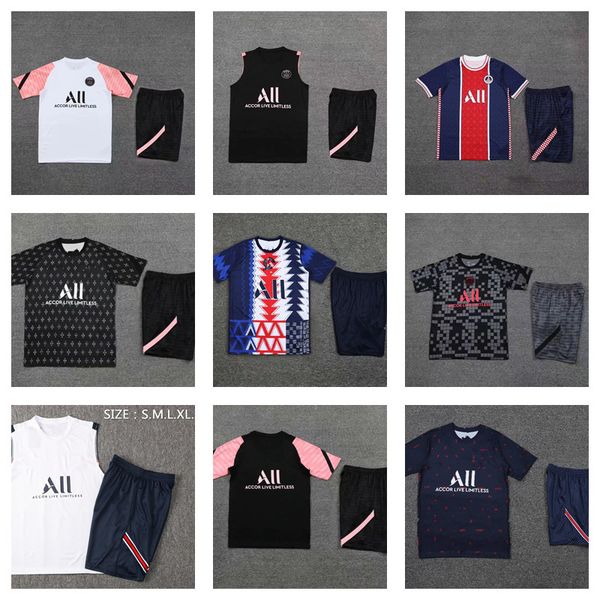 

20 21 messi soccer shirt air jordam survetement football 3/4 short training clothes mbappe icardi, Black