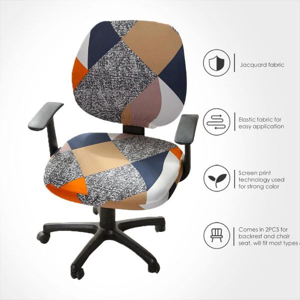 

chair covers printed computer cover spandex office 2 pieces set for back and base
