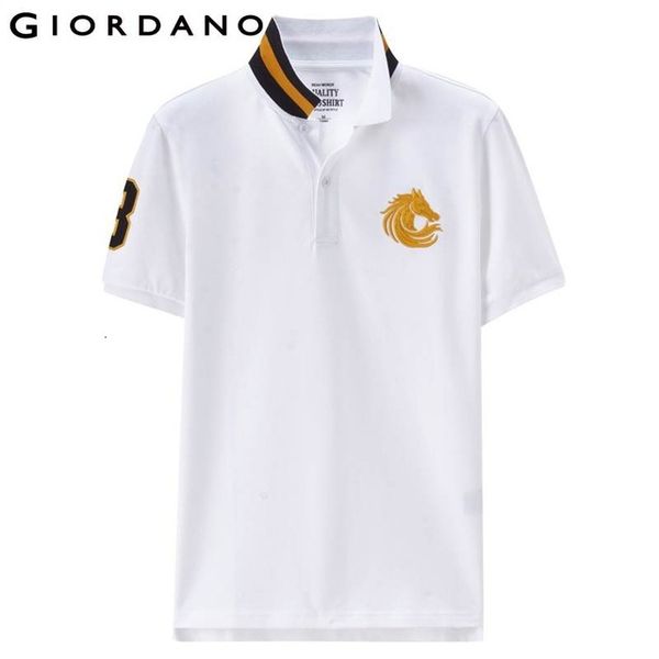 

men's polos giordano men polo shirt short sleeve embroidery turn -down collar homme fashion camisa masculina wholesale 9vhe, White;black