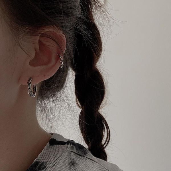 

hoop & huggie earrings circle for women men korea fashion retro punk hip hop student jewelry accessories gift party boyulige, Golden;silver
