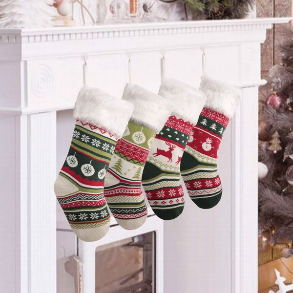 Moda de Natal Árvore de Natal Pendurado Decoração Ornamentos Lareira Thmeded Socks Doces Saco de Presente Festival Decorações Yfax3077