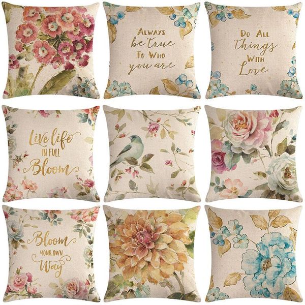 

cushion/decorative pillow birds and flowers sofa decorative cushion cover pillowcase linen 45*45 throw home decor pillowcover 40622