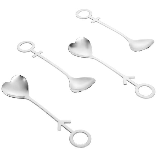 

spoons 2pcs couple coffee stainless steel dessert scoops (silver)