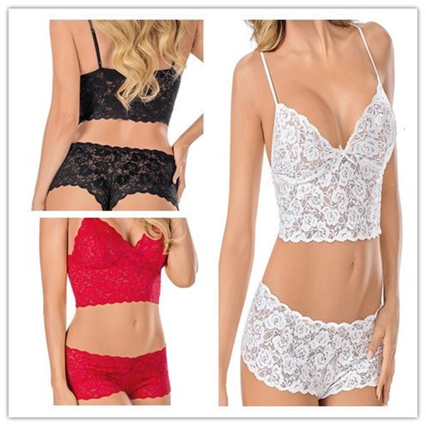 

transparent fun suspender three-point breast wrapped lace underwear suit, Red;black