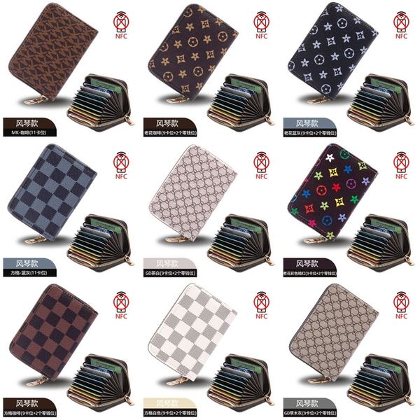 

multi-layer 9 credit cards holder wallet purses with 2 change cash pocket zipper bag credit card holders pocket slot pouch further handbag c, White