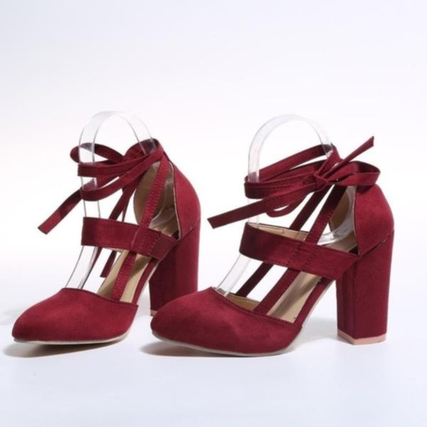 

summer vintage women sandals fashion high-heels thick heel shoes solid color casual lace-up sandal plus size 35-43, Black