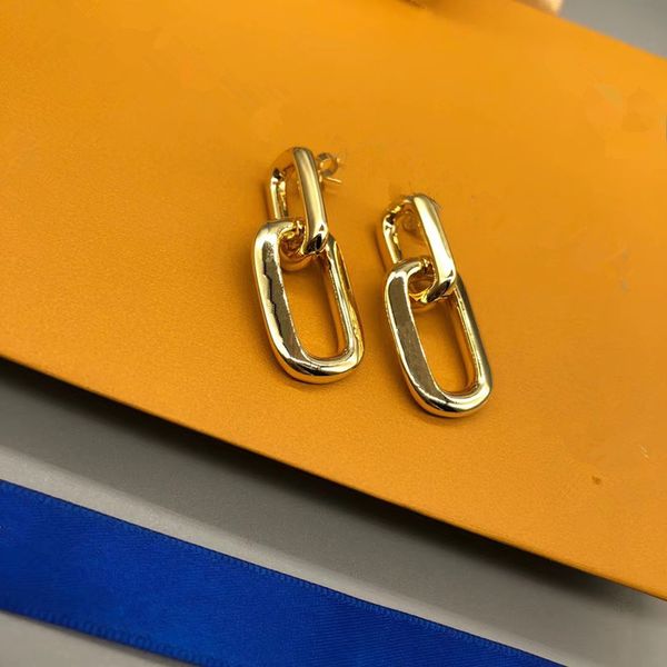 

18k gold plated charming chain hoop link stud earrings lady women cubic zirconia diamond ellipse huggie jewelry party wedding lovers engagem, Golden;silver