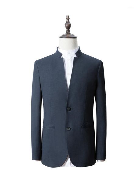 

men's suits & blazers [chinese standing collar] brand business casual suit micro elastic fashion single western coat, White;black