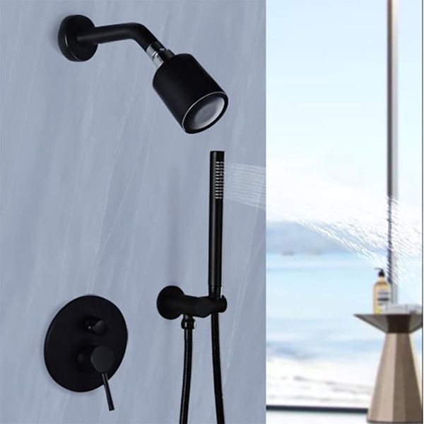 

bathroom shower set concealed matte black double function mixer spray faucet with brass hand sets