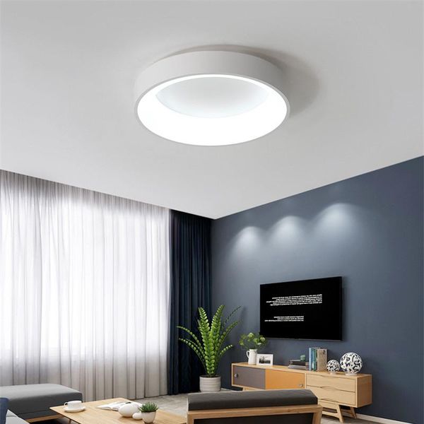 

ceiling lights nordic led living room light modern bedroom dimmable black white round acrylic home lighting lamp 110v 220