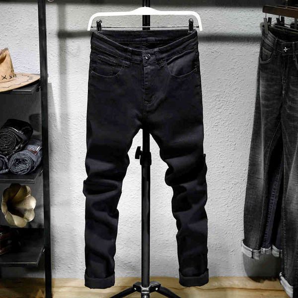 

men's jeans jeans of woven , black casual piece for men with washed slim cut, fashion style, spring and autumn 201 568t, Blue