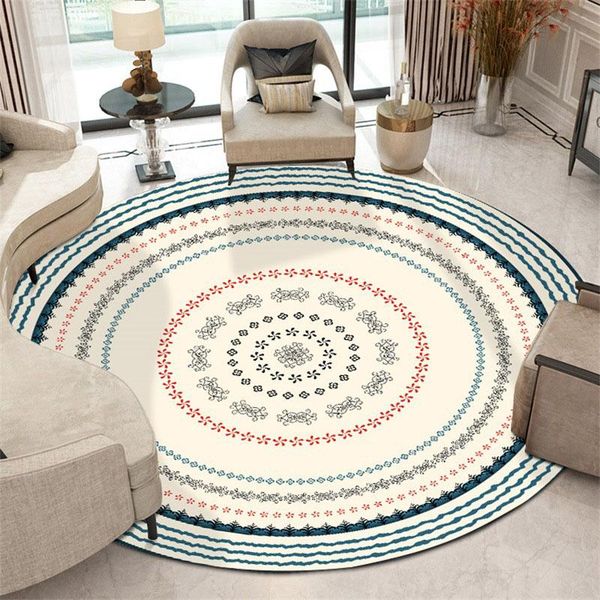 

carpets enthnic style round carpet for living room retro bohemian floor mat anti slip geometric simple bedroom chair area rugs 120cm