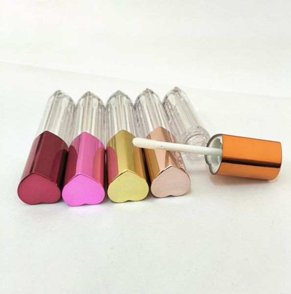 

storage bottles & jars 3ml clear heart shape lipgloss packing containers rose gold,red,pink,orange caps lip oil brush tube doe foot lipstick