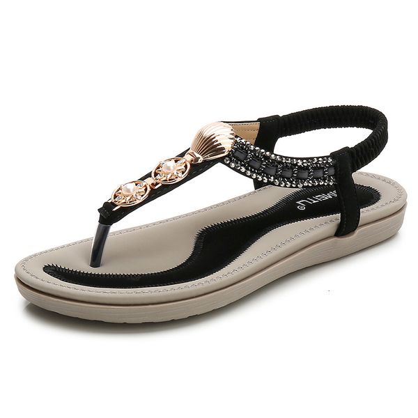 

sandals 2021 summer bohemian slippers women's shoes wear flat veran sandals to mujer 2 hr9x, Black
