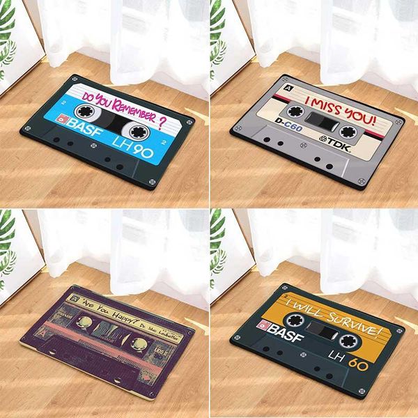 

carpets welcome mat retro cassette tape anti-slip door mats flannel carpet indoor modern home decor flooring porch 40*60cm/1pc