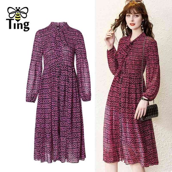 

designer fashion floral print midi long pleated dress women vintage elegant casual with belt vestidos elbise traf 210513, Black;gray